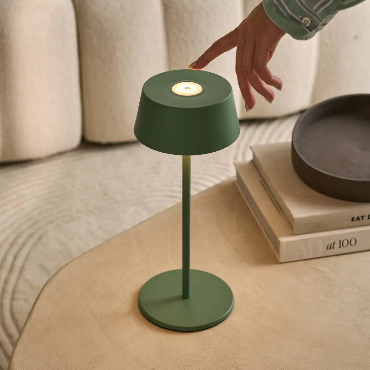Hugo Sage Green Rechargeable Table Lamp - Stylish, Dimmable Lamp; Cordless - Image 5