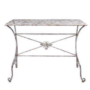 Garden table White Brown, Iron 112x50x86 cm