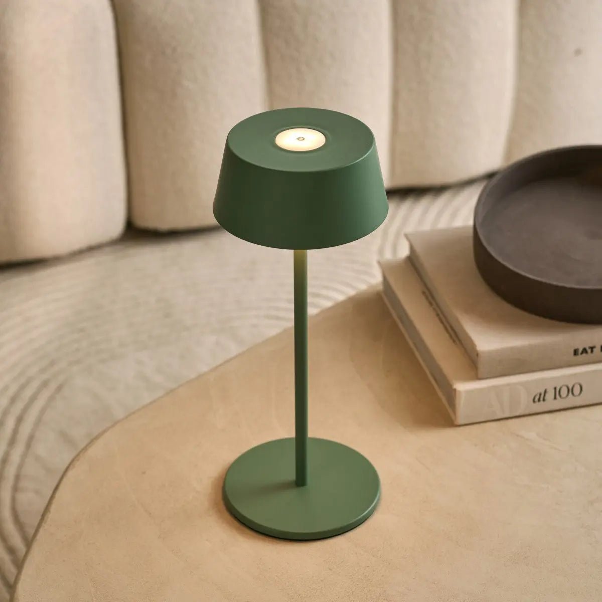 Hugo Sage Green Rechargeable Table Lamp - Stylish, Dimmable Lamp; Cordless - Image 4