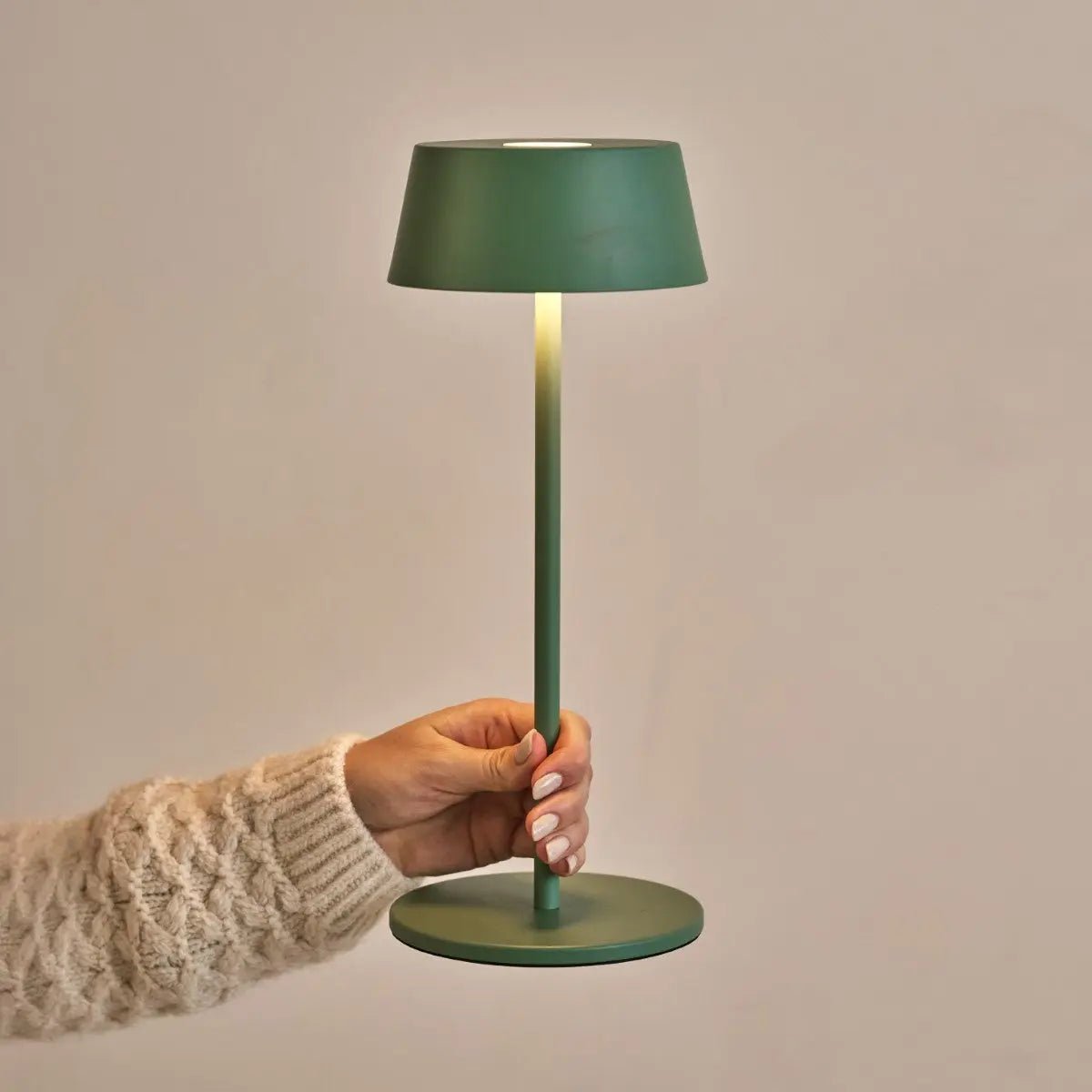Hugo Sage Green Rechargeable Table Lamp - Stylish, Dimmable Lamp; Cordless
