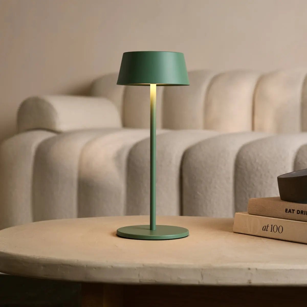 Hugo Sage Green Rechargeable Table Lamp - Stylish, Dimmable Lamp; Cordless - Image 3