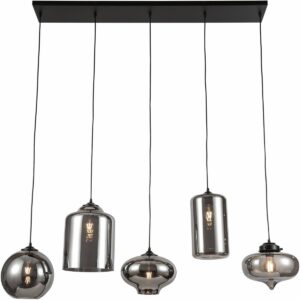Ava Hanging Lamp with Smoke Glass 5-Light Mix