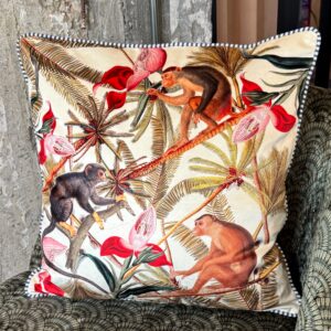Hayward & Haines Designer Scatter Cushion - Monkeys Playing In The Palms