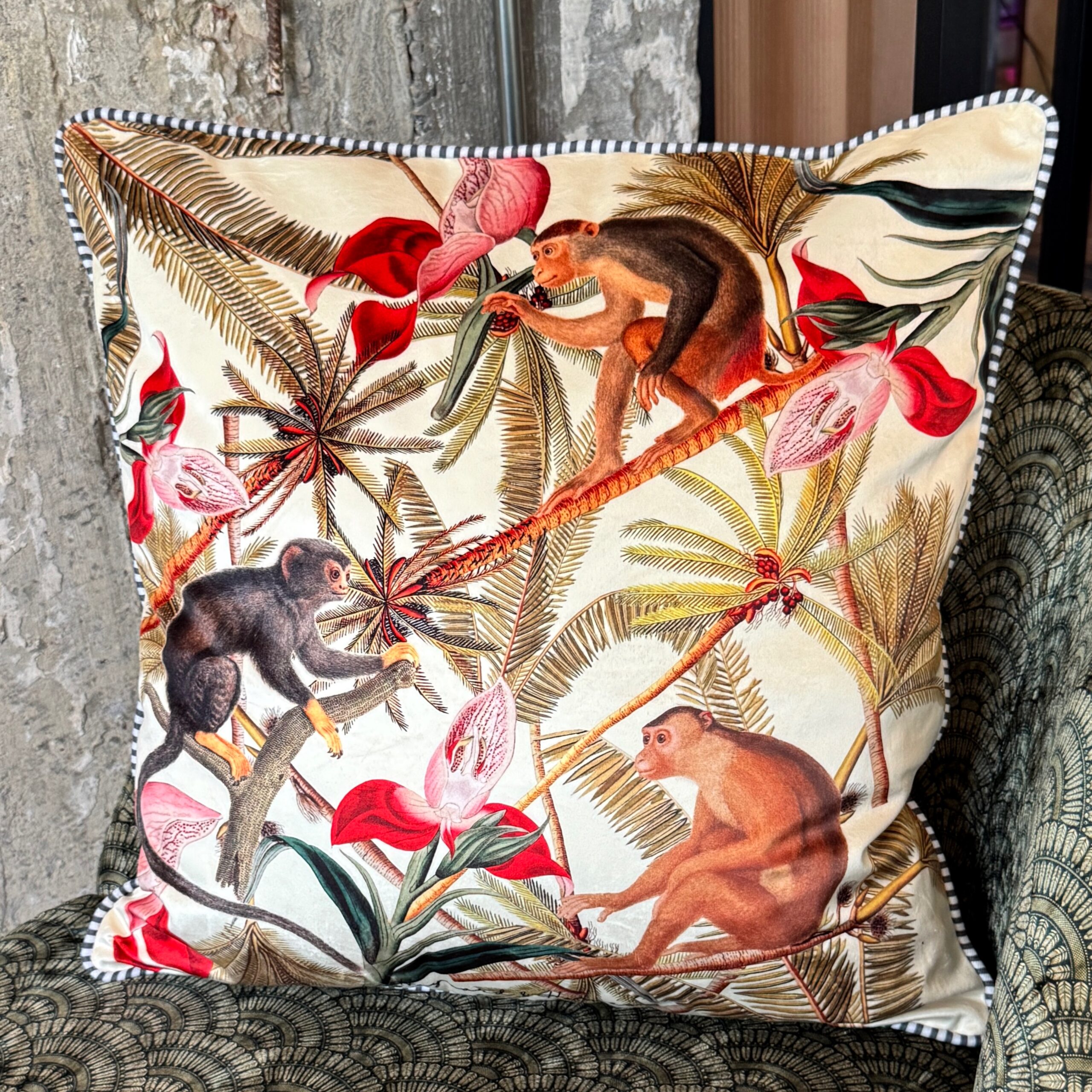 Hayward & Haines Designer Scatter Cushion - Monkeys Playing In The Palms